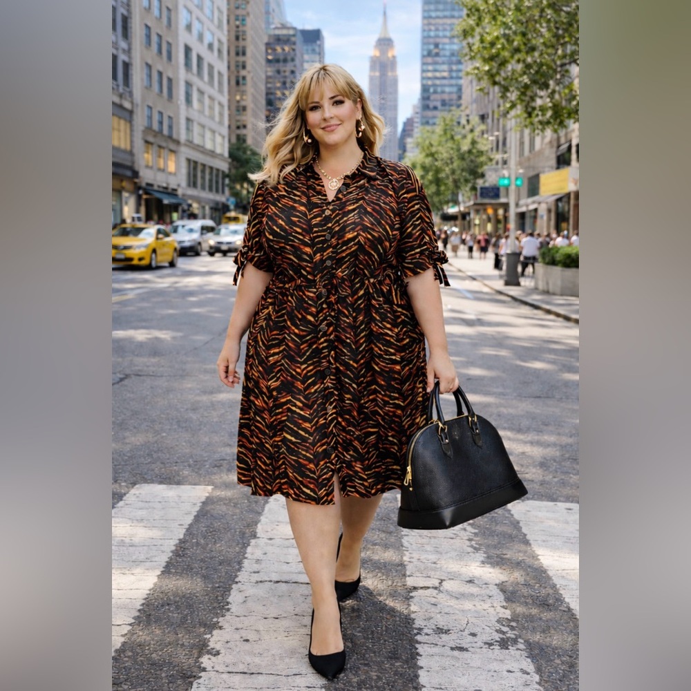 NWT New look Brand   Animal print tailored  dress Size 3X  OB 🧡 Red Black bin